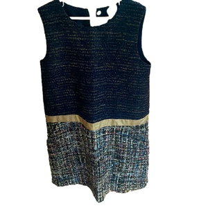 🌿Imoga Navy tank dress w/sequin + embezzled pattern bottom, gold band size 12🌿